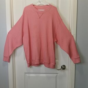 Aerie Pink Waffle Knit Crew Neck Sweater